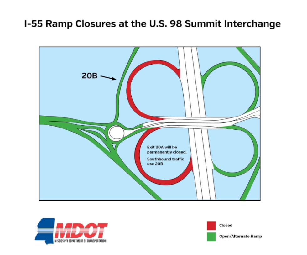 Exit Ramp 85mph Two I-55 ramps to permanently close, MDOT says