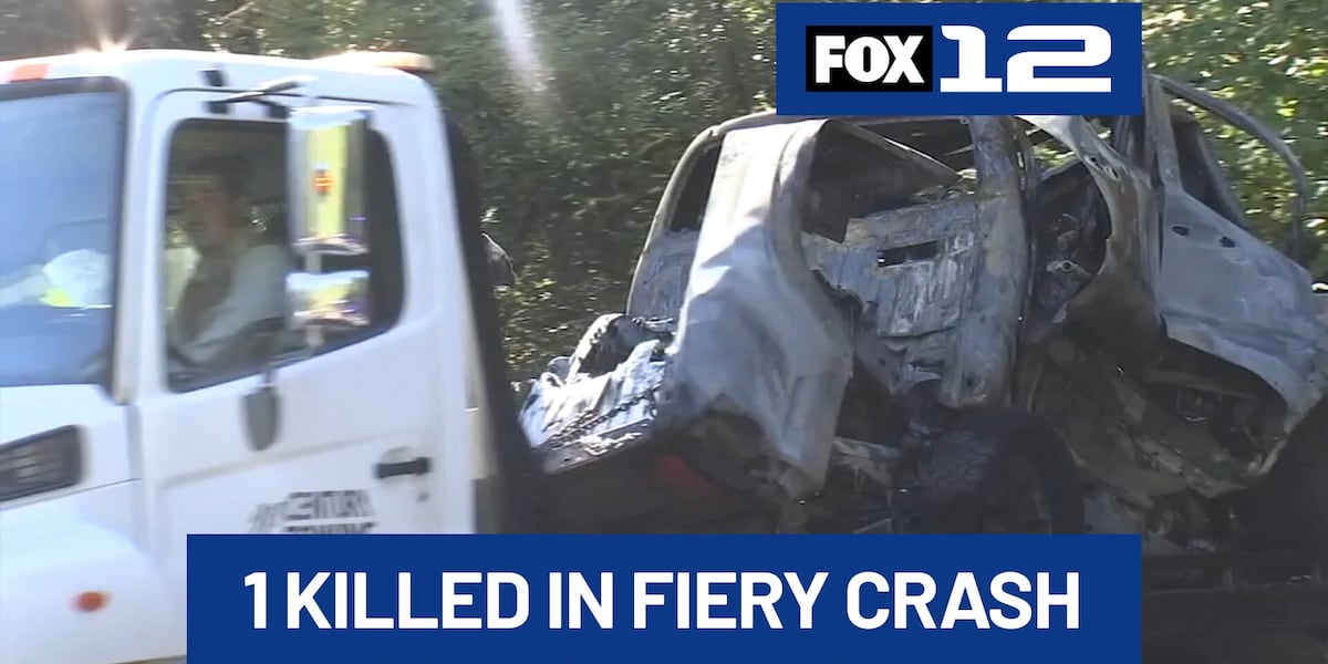 Coverage image for: 1 killed in fiery crash near Mt. Calvary Cemetery in SW Portland
